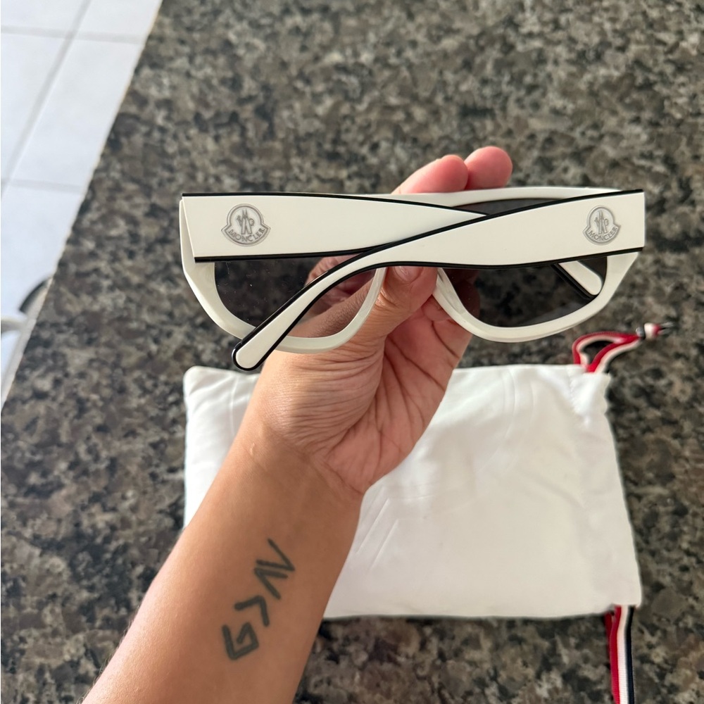 Moncler Ivory Sunglasses with Black Accents